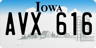 IA license plate AVX616