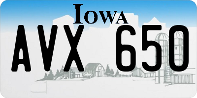 IA license plate AVX650