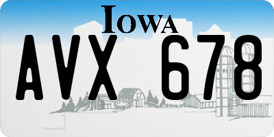 IA license plate AVX678