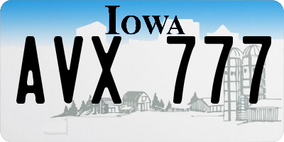 IA license plate AVX777