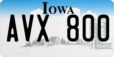 IA license plate AVX800