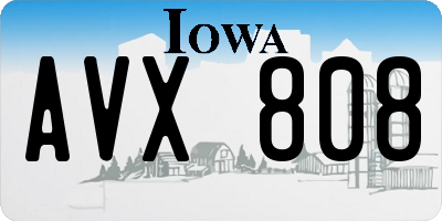 IA license plate AVX808