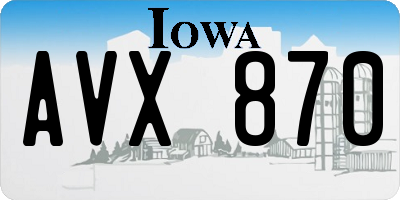 IA license plate AVX870
