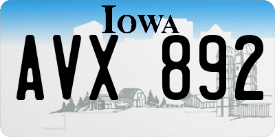 IA license plate AVX892