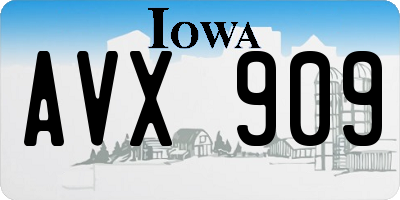 IA license plate AVX909