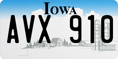 IA license plate AVX910