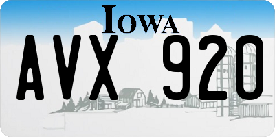IA license plate AVX920