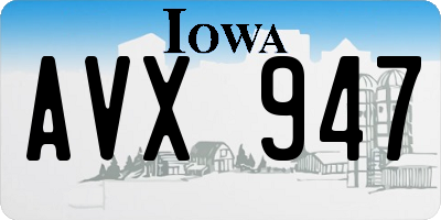 IA license plate AVX947