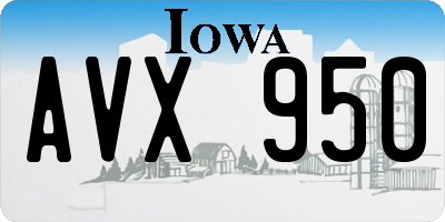 IA license plate AVX950