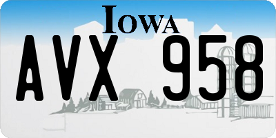 IA license plate AVX958
