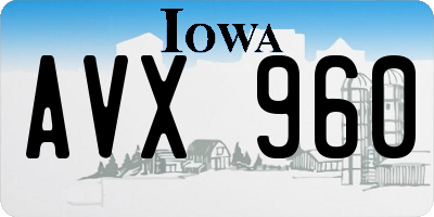 IA license plate AVX960