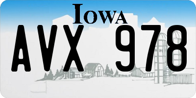 IA license plate AVX978