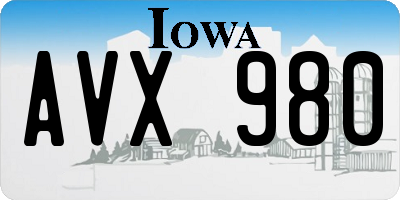 IA license plate AVX980