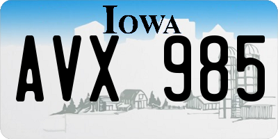 IA license plate AVX985