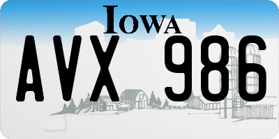 IA license plate AVX986