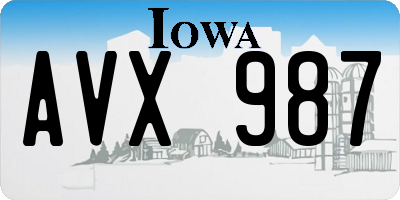 IA license plate AVX987