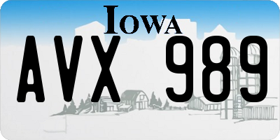 IA license plate AVX989