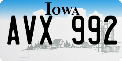 IA license plate AVX992