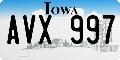 IA license plate AVX997