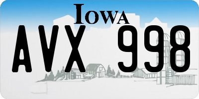 IA license plate AVX998