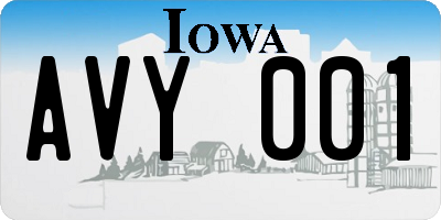 IA license plate AVY001