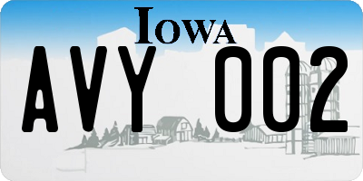 IA license plate AVY002