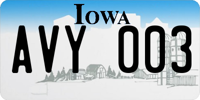 IA license plate AVY003