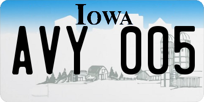 IA license plate AVY005