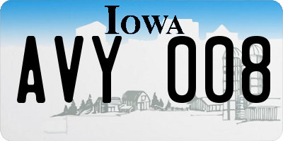 IA license plate AVY008