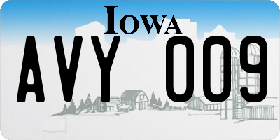 IA license plate AVY009