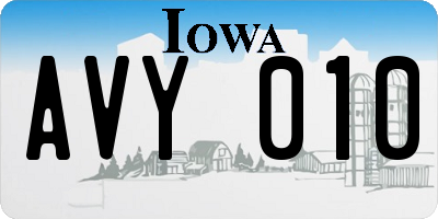 IA license plate AVY010