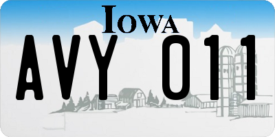 IA license plate AVY011