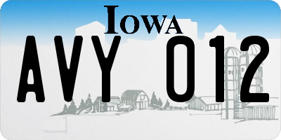 IA license plate AVY012