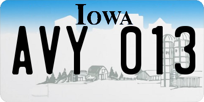 IA license plate AVY013
