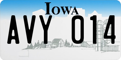 IA license plate AVY014