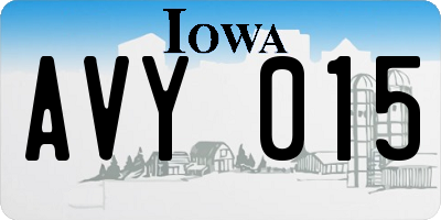 IA license plate AVY015