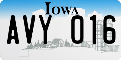 IA license plate AVY016