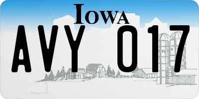 IA license plate AVY017