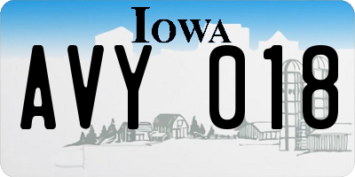 IA license plate AVY018