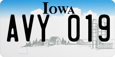 IA license plate AVY019