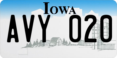 IA license plate AVY020