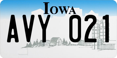 IA license plate AVY021