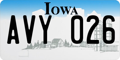 IA license plate AVY026