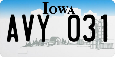 IA license plate AVY031