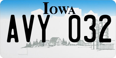 IA license plate AVY032