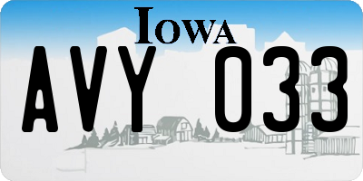 IA license plate AVY033