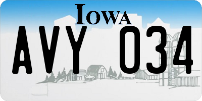 IA license plate AVY034