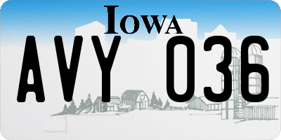 IA license plate AVY036