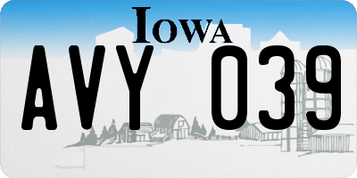 IA license plate AVY039