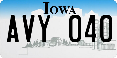 IA license plate AVY040